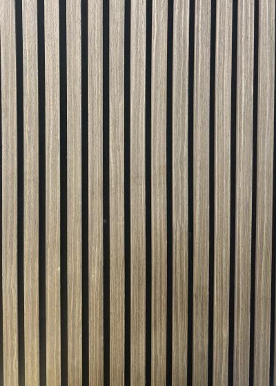 Natural wood slat sample, natural oak in tone.