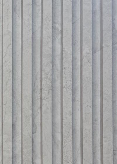 Wood composite slat sample, pale grey marble in tone.